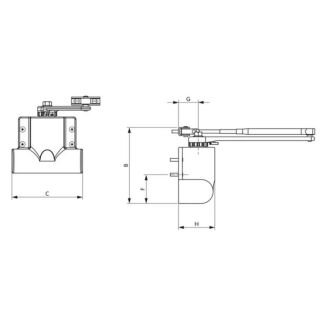 BKS Türschliesser BO130 Gr. 2/3 silber lackiert OTS80 HB11/41