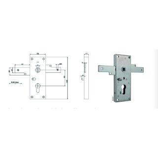 Garagentorschloss Entfernung 60 mm PZ seitlich schließend FachX2717