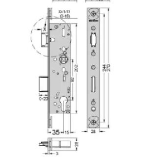 Schüco Rohrrahmenschloß Panik B 35 mm re/li 1820B 241911 HB11/145