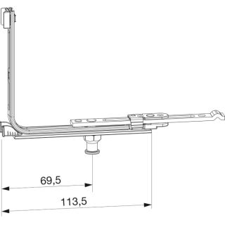 MACO MULTI MATIC Eckumlenkung für Bodenschwelle waagerecht m.verlängertem Zapfen für 14 mm Falzluft FachB385