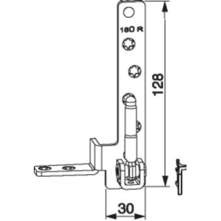 Maco Ecklager 180 Kg mit 9mm Tragzapfen 12/20 Links RAL9016-S