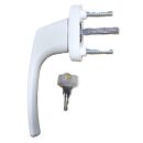 Fenstergriff weiss abs Stift 7 mm Länge 40 mm Schrauben M5 x 55 mm