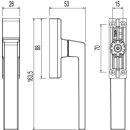 KORA Fenstergriff ohne Schieber silber 0-90 CREMONE HB9/99