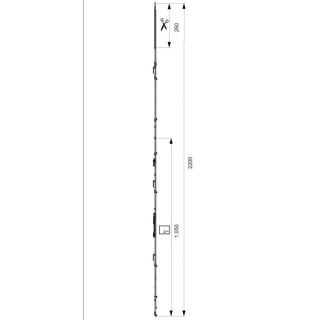 MACO Matic Stulpflügelgetriebe MM FIX 2200 3 I.S Pilzzapfen FFH 1951-2200mm GM1050 mm Beschlagsnut Raum9W1R2/01