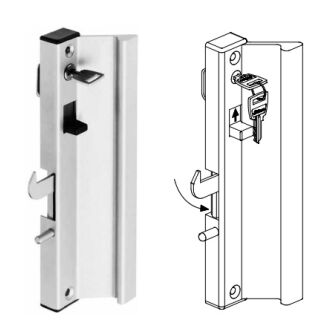 ALU Schiebetür Rahmenverriegelung mit Griff absperrbar silber rechts  HB9/89
