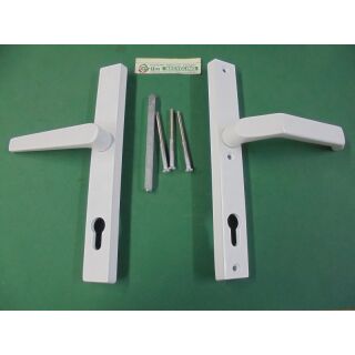 Balkon- Schmalrahmengarnitur PZ 92mm Weiß Außen Drücker mit kurzem Hals FachVR3/256