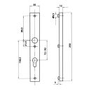 Balkon- Schmalrahmengarnitur PZ 92mm Weiß Außen Drücker mit kurzem Hals FachVR3/256