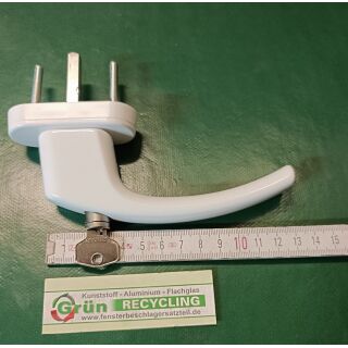 Fenstergriff abschließbar Ral 9016 weiß inkl. Schrauben, 10mm Nocken, Vierkant 7x38mm, Lochabstand 45mm FachVR3/245