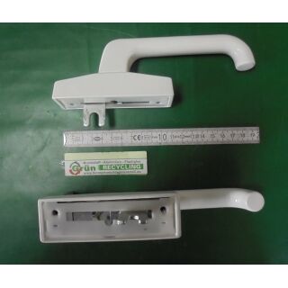WSS SCHLECHTENDAHL Fenstergriff weiß 120x35mm Lochabstand 84 mm Zunge 22 mm gegenlaufend Griff rund Fach07R2