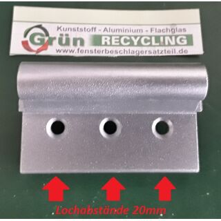 Eckband für Aluminiumfenster mit 3 Anschraublöcher Lochabstände 20mm Fach06L5/17