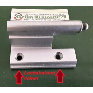 Eckband* für Aluminiumfenster mit 2 Anschraublöcher gesamte Länge mit Stift 85mm Fach06L6/31