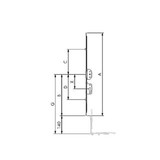 SIEGENIA * Getriebe PZ abschließbar Gr. 4a TL mit 2 Rollzapfen FFH 1650-2150mm Dorn 45mm Raum5R3LS