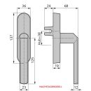 WSS Schlechtendahl Fenstergriff Drehgetriebe runde Form 24mm Gabelvorstand Silber FachP2548