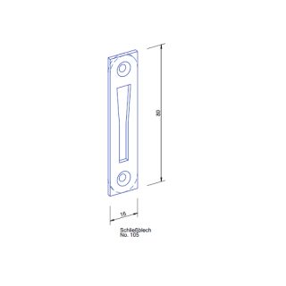 Flach Schließblech käntig 16 mm x 80 mm FachP1969