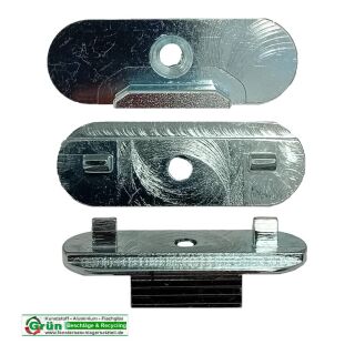 MEETH Schließblech 52 x 18mm mit 2 Haltezapfen, Rückseite 3 mm eingefräst, Nachbau in hell verzinkt FachVR5/027