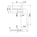 Fenstergriff mit schmaler Rosette 16 mm Fensterolive Silber mit 2 Befestigungschrauben M5 x 70mm Vierkant 70mm vorstehend FachP2531