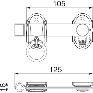 MACO RUSTICO Ladenmittelverschluss 2-flg. m. Hebel kurz L=125mm  
