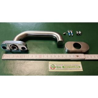 Drücker Drückerlochteil FS gekröpft Ø 21mm 9mm Vierkant auf ovaler Rosette Edelstahl FachX2450