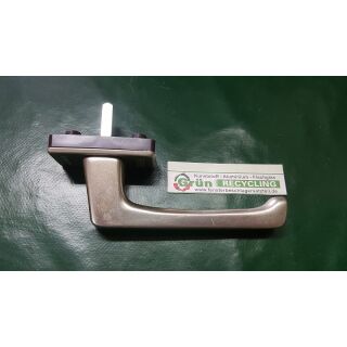 GU Fenstergriff Fensterolive Drehgriff Dirigent F F2 Neusilber / Rosette Braun mit Aufschrift ,, FEKU FENSTER`` Raum9R2/18