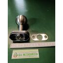 Metalltürknopf Kugelkopf fest Edelstahl matt gekröpft, mit ovaler Rosette 70x33x14mm, Kugelkopf Ø 50mm, 50mm Lochabstand FachX1789