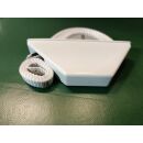 Mini-Halbeinlassgurtwickler Weiß mit Kunststoffabdeckplatte und Gurt 5m länge, 14mm breit, Lochabstand 135mm FachVR8/070