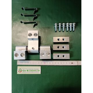 WSS 2D Aluminium Haustürband silber  Türband 120mm 3tlg. mit Zubehör 25mm Drehpunkt, 63mm Achse