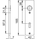 HOPPE Kurschild Paar 202KP, BB, Buntbart ,  F2 Neusilber, Entfernung 72mm, 165 x 42mm
