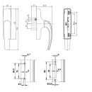 Getriebegriff Fenstergriff Silber Lochabstand 84,5 und 98mm FachX2454