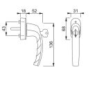 HOPPE Fenstergriff Atlanta Secustik , weiß F9016 0530S/US952 abschließbar, Schließung H001, Vierkant 7 x 42mm Raum9R2/24
