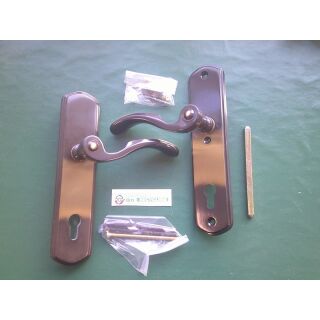 Schutz Drückergarnitur 1097 GENF mit Langschild PZ 92 mm / Vierkant 8 mm DIN Links mit Rückholfeder RaumX584