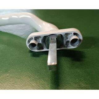 HOPPE Fenstergriff Tokyo weiß Griffteil auf schmaler Ovalrosette 20mm für Schmalrahmen seitlich verköpft DIN Rechts Vierkant 40x7mm Nocken 10mm Lochabstand 43mm FachP3206