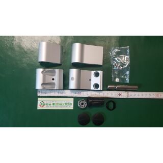SCHÜCO Türband 2tlg 36/66 EV1 Silber Achsmaß: 36 mm, Abstand Bohrungen: 66 mm, Teilung: 47 / 19 mm (Flügelseite / Blendrahmenseite) FachX1635
