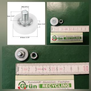 Schubladenlager-Riemenscheibe, Schublade kleine Rolle, Schubladenrolle, Ersatzräder mit Muttern, M6 x 1 (19 mm) SchrankP377/5