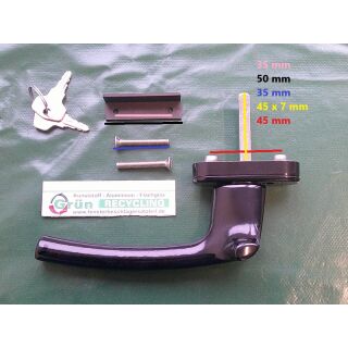 HAUTAU Griff Schwingflügel 130S RN30 Vierkant 7 x 45mm Braun abschließbar RaumX939