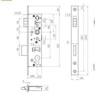 Bever Rohrrahmenschloss 1005P Dorn 40 mm   DIN LINKS Entfernung 92 mm  mit Anitpanikfunktion" B "DIN 18250 FS