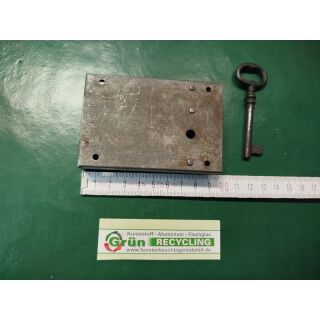 Kastenschloss Eisen mit Schlüssel aus Gusseisen Dorn 70mm Links