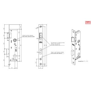 BEVER Rohrrahmenschloss 1103 35/92/8 Flachstulp 24x245 Käntig Falle und Riegel 5mm vorstehend VKW1/23