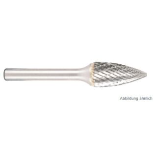 Hartmetallfräser, Form G Spitzbogen d1 9.6 mm, Schaftd. 6.0 mm Kreuzverzahnung
