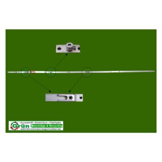 ROTO NT Stulpflügelgetriebe konstant Gr 1290 | FFH 1201-1400 mm | 2 Schließstücke | 1 P-Zapfen KR04/08
