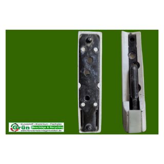 SCHÜCO Ecklager 88x17mm, (93x21mm mit Abdeckung wie Bild) weiss, links SchrankP289/6
