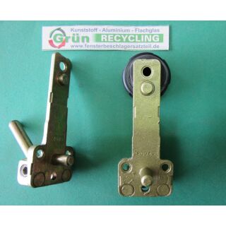 MACO Ecklager 20949 , 79 x 15 mm, unten breite 32 mm, 2 Haltezapfen 12 + 3 x 7 mm, Zapfen 30 x 7 mm, Nachbau in hell verzinkt SchrankP245/1
