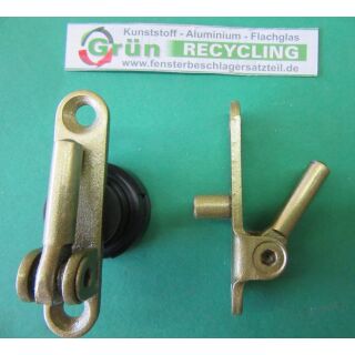Ecklager, 65 x 14 mm, Haltezapfen 12 x 8 mm, Zapfen 25 x 7 mm, 2 Schraublöcher SchrankP293/2