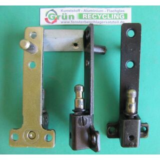 Ecklager unbekannt  100 x 16 mm,  breite unten 38 mm, Haltezapfen 15  x 8 mm,  Zapfen 20 x 8 mm, braun,