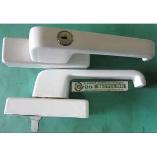 SIEGENIA LM Euroline 3100 Handhebel Griff Getriebegriff Fenstergriff abschließbar absperrbar Lochabstand 98 mm weiß ( Alternativ wird 001001008003004 geliefert) Raum4SchrankA4/2