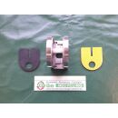 Glashalter halbrund mit Sicherungsstift und Gummieinlagen - 45 x 63 mm - Zinkdruckguss Edelstahloptik SchrankP278/8