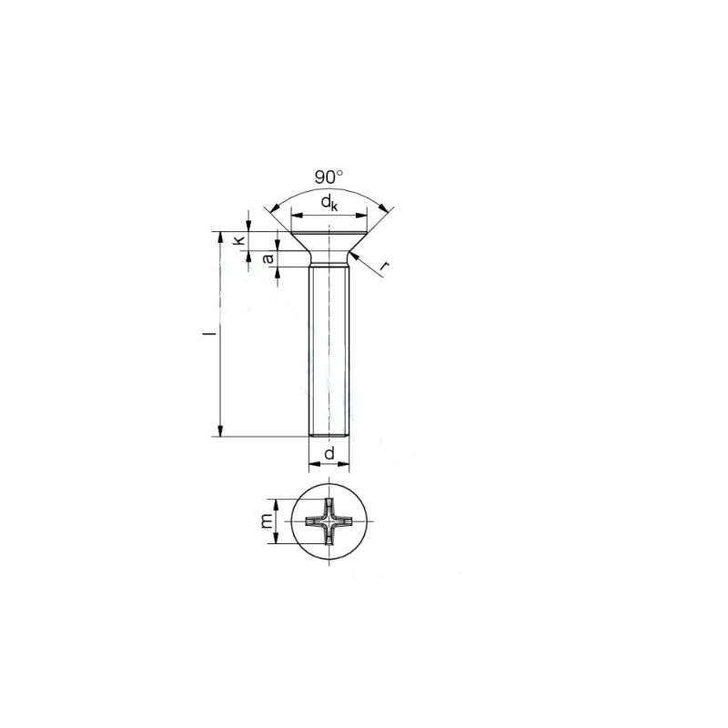 Senkschrauben mit Phillips-Kreuzschlitz DIN 965 H, M3 x 12mm, A2 Edel ...