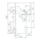 BEVER Einsteckschloss 560P PZW 60/72/8 Flachstulp 43x166...