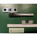 SOLARLUX Fenstergriff mit Rastung 180° Edelstahl gebürstet Rechts Links verwendbar, 43mm Lochabstand, 7mm Vierkant ohne Stift