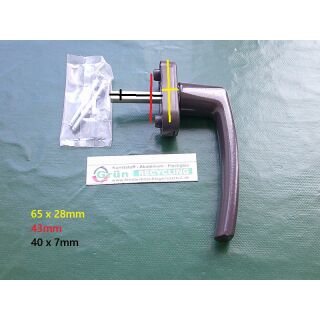 ROTO Fenstergriff Samba inkl Schrauben 5 x 45mm - Vierkant 40mm - Lochabstand 43mm Graubraun FachP4225