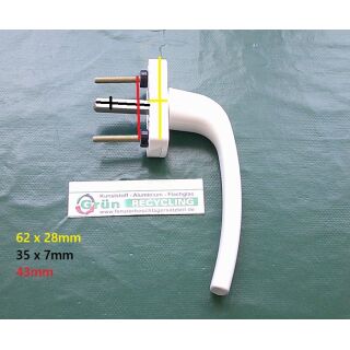MACO Fenstergriff Easy mit 45° Raste - Nocken 10/12 - mit Vierkantstift 35mm - RAL9016 Verkehrsweiß 204347 FachP4226